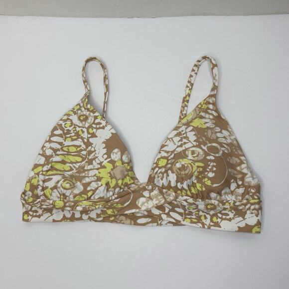 NWT Aerie Women’s Size M Crossover Triangle Sun Dye Print Bikini Top‎ Tan/Brown - Picture 2 of 7